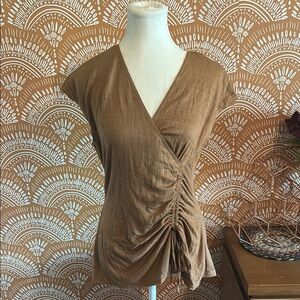 Max Studio Brown Ruched Blouse
